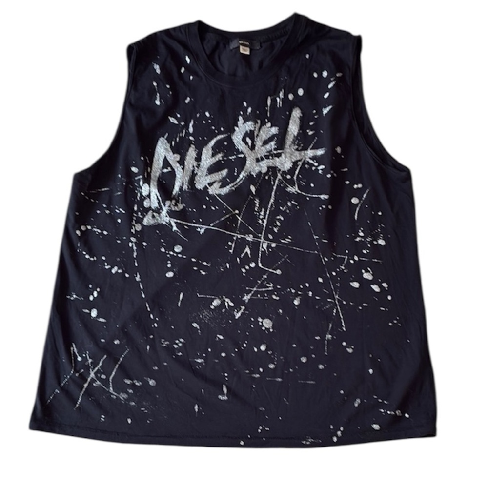 Diesel Men’s Black Graphic Muscle Tank Top Size Large